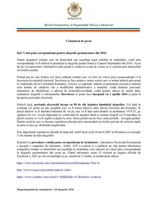 comunicat de presa 10 ian 2016