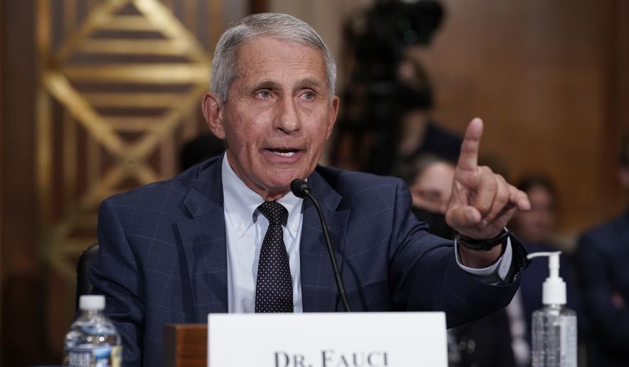 Dr. Anthony Fauci testifies before the Senate Health, Education, Labor, and Pensions Committee, on Capitol Hill in Washington, on July 20, 2021. (AP Photo/J. Scott Applewhite, Pool)